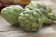 Fresh green artichokes