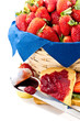 delicious slice of bread with strawberry jam