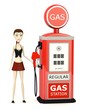 3d render of cartoon character with gas station