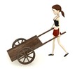 3d render of cartoon character with medieval cart