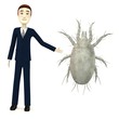 3d render of cartoon character with mite