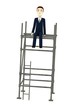 3d render of cartoon character with scaffolding