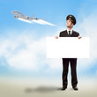 pilot in the form of holding an empty billboard