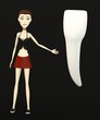 3d render of cartoon character with tooth