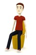 3d render of cartoon character on toilet