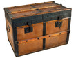 Photo: Ancient wooden chest isolated on white Ancient wooden chest isolated on white