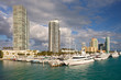 City of Miami Beach Florida, marina and modern buildings