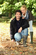 Photo: Couple going mushroom picking. Couple going mushroom picking.