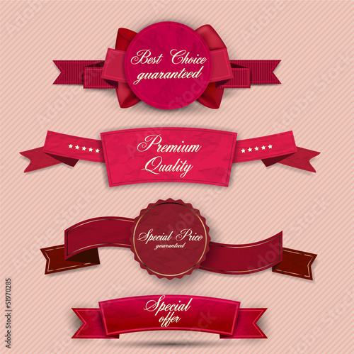 Vector: Set of Superior Quality and Satisfaction Guarantee Ribbons, Labe Set of Superior Quality and Satisfaction Guarantee Ribbons, Labe