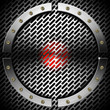 Red and Metal Background with Grid and Circle