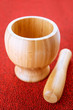 wooden mortar and pestle