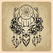 Deer with flowers and dream catcher