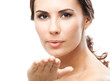 Foto: Beautiful woman, blowing kiss, on white Beautiful woman, blowing kiss, on white
