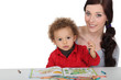 Photo: Mother and toddler drawing Mother and toddler drawing