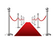 Red event carpet isolated on a white background.