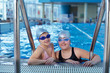 happy children group  at swimming pool