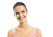 Photo: Portrait of young happy smiling thinking woman Portrait of young happy smiling thinking woman
