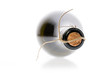 lying bottle of wine on white background