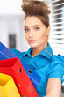 happy woman with folders