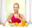young woman eating healthy breakfast