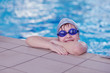 happy child on swimming pool