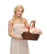 Photo: woman with basket full of flowers woman with basket full of flowers