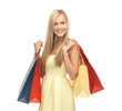 excited woman with shopping bags