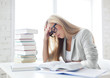 student with books and notes