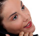 Woman's face to the phone