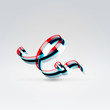Fantasy plastic 3d glowing ribbon typeface