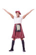 Scottish man dancing on white