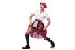 Scottish man dancing on white