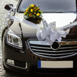 Decorated wedding car - front view