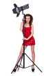 Model in the studio on white