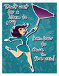 Poster with pin up girl holding an umbrella and message