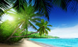beach in sunset time on Mahe island in Seychelles