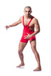 Young wrestler isolated on the white