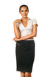 pretty businesswoman in skirt