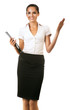 smiling business woman with black folder