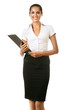 smiling cute business woman with black folder