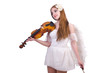 Young violin player isolated on white