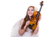 Young violin player isolated on white