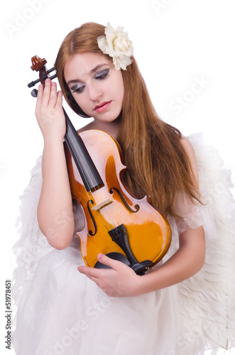 Photo: Young violin player isolated on white Young violin player isolated on white