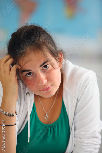 Photo: Schoolgirl concentrated Schoolgirl concentrated