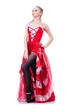 Girl in red dress dancing dance