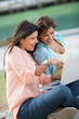 Girls using a laptop