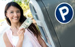 Woman Paying For Parking In Cash
