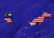 Malaysia map flag in abstract ocean illustration