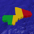 Mali map flag in abstract ocean illustration