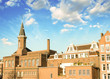 Amsterdam. Classic Buildings of Netherlands with beautiful sky